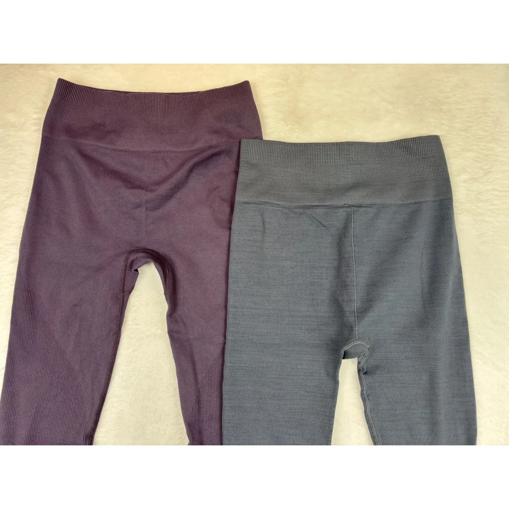 Avocado Seamless High Waisted Leggings Bundle Purple Grey Mens XS/S Yoga Lot 2